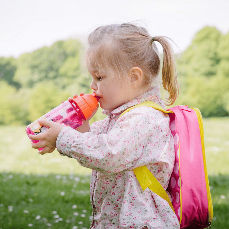 TUM TUM Flip Top Kids Water Bottle with Straw, Tritan Kids Drinks Bottle, 400ml, BPA Free (Cat) Bluebell - BeesActive Australia