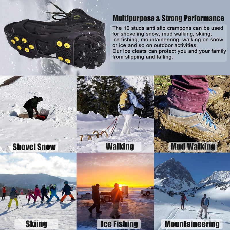 OROOTL Ice Snow Cleats for Shoes and Boots Snow Traction Crampons for Men Women Kids Anti Slip Spikes Overshoe Winter Ice Cleats Stretch Footwear for Walking on Snow and Ice S (Men:2.5-4 / Women:4-5.5) - BeesActive Australia