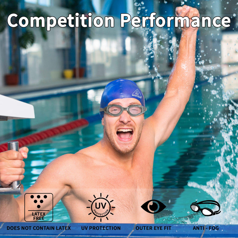 Water Gear Elite Anti-Fog Swim Goggles Clear/Silver - BeesActive Australia