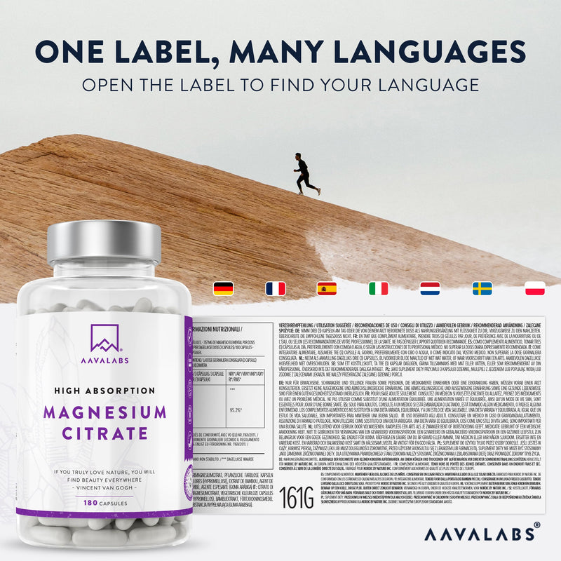 Aavalabs Magnesium Citrate Capsules - 2231.25mg per Daily Dose - of which Elemental Magnesium 357mg - Vegan Magnesium Supplements for Women and Men �180 Magnesium Citrate Tablets- 3 Capsules Per Day - BeesActive Australia