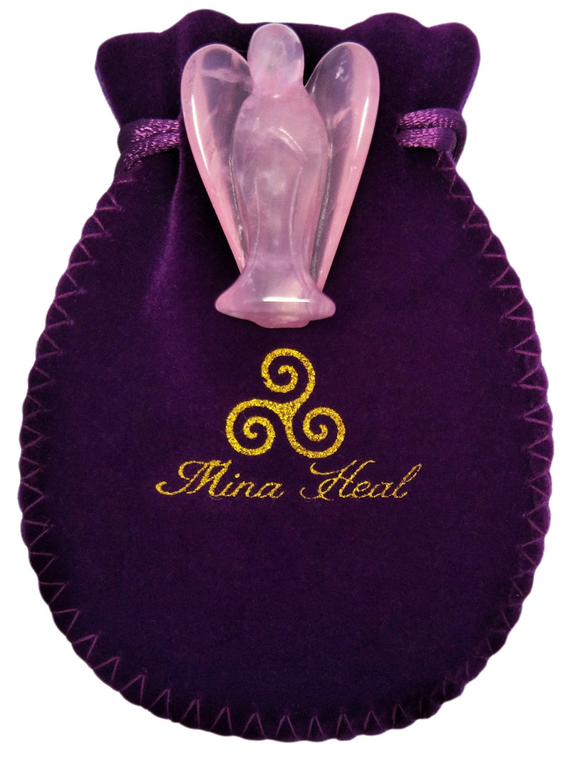 Mina Heal Guardian Angel Figurine, Pocket Size, Made Rose Quartz Gemstone Crystal Representing Love, Peace & Healing… 1 pcs M Size - BeesActive Australia