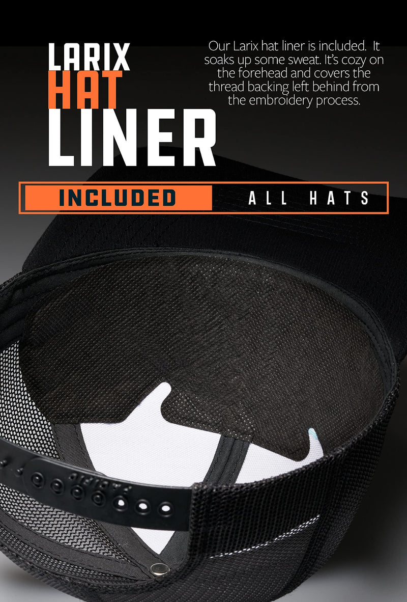 LARIX Trucker Hat, Wild Moon, Hat Liner Included (Heather Gray Black Hat) Black, Graphite Gray - BeesActive Australia
