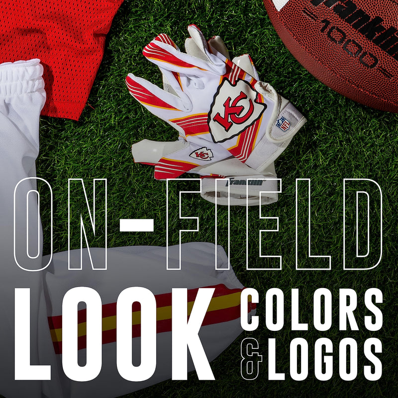 Franklin Sports Youth NFL Football Receiver Gloves - Kids Football Gloves Pair - NFL Team Logos and Silicone Palm - All Youth Sizes - Great Game Gear + Football Costume Accessory Kansas City Chiefs Youth X-Small/Small - BeesActive Australia