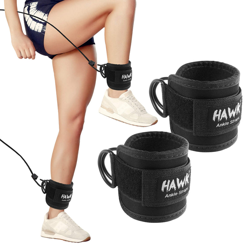Ankle Straps for Cable Machines Padded Ankle Cuffs (Pair) - for Legs, Glutes, Abs and Hip Workouts Fits Women & Men - Fully Adjustable & Breathable Ankle Strap Set Black - BeesActive Australia