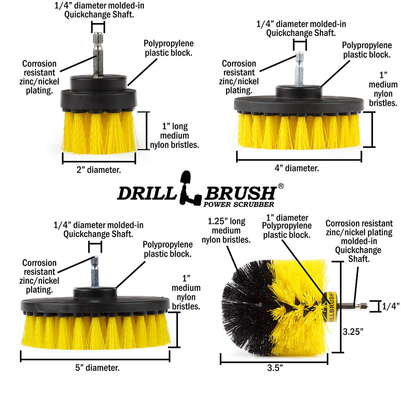 Drill Brush Power Scrubber by Useful Products - Shower Brush - Shower Cleaner - Toilet Cleaner - Bathroom Cleaner - Toilet Brush - Tile Cleaner - Floor Cleaner - Bathroom Accessory Set - Clean Shower Yellow - BeesActive Australia