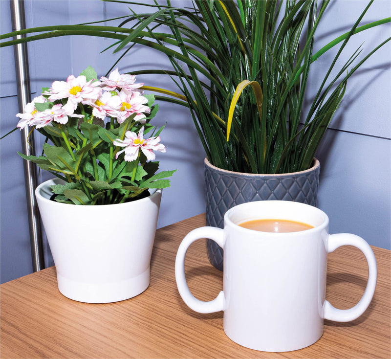 Aidapt Two Handled Ceramic Mug Ideal for Users with Weak Grip/Parkinsons (White) White - BeesActive Australia