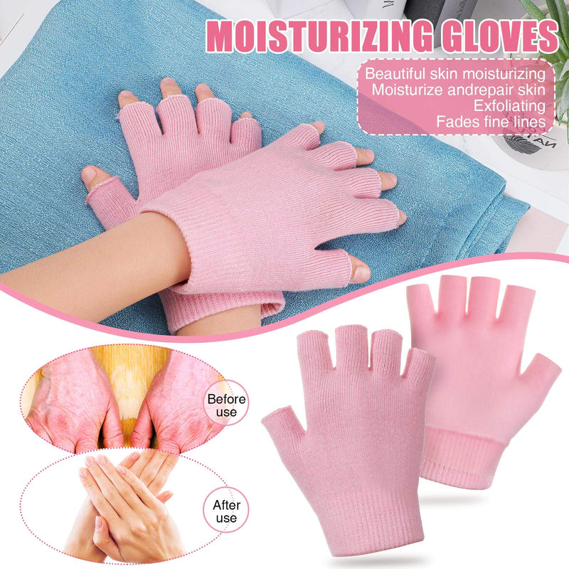 4 Pieces Moisturizing Spa Gloves and Socks Set, Gel Gloves and Socks Fingerless Moisturizing Glove Heel Spa Socks for Moisturizing Soften Dry Rough and Cracked Hands Feet Day and Night - BeesActive Australia