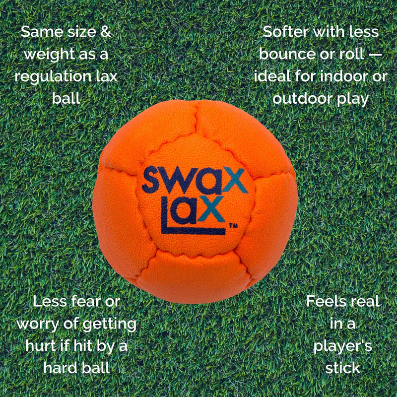 [AUSTRALIA] - SWAX LAX Lacrosse Training Ball - Same Size & Weight as Regulation Lacrosse Ball but Soft - Indoor Outdoor Practice Ball with Less Bounce & Reduced Rebounds Orange 
