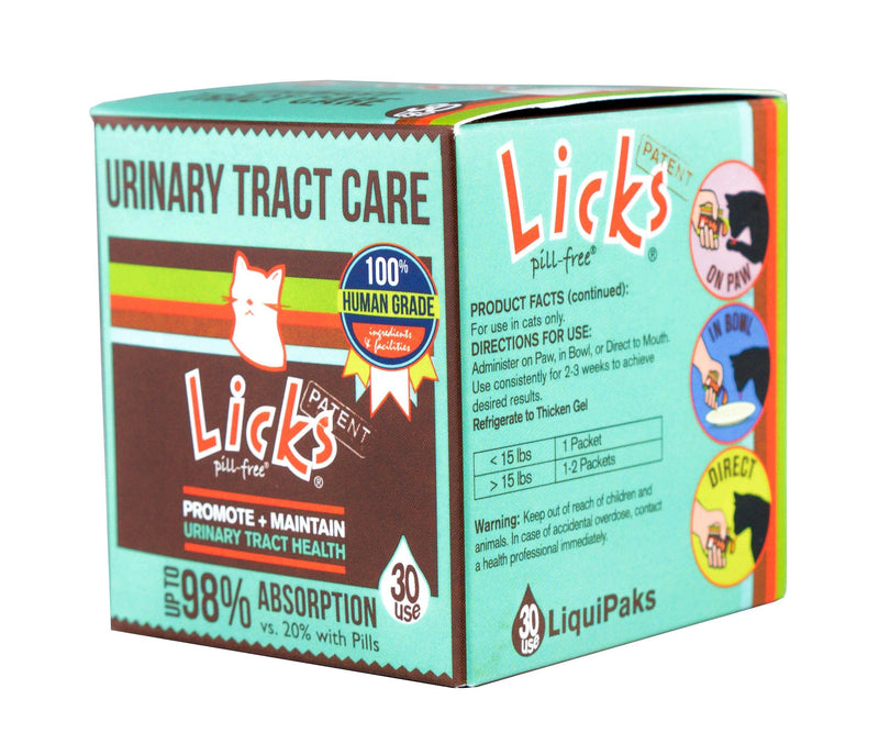 Licks Pill-Free Cat Urinary Tract Care - Cat UTI Care and Prevention Gel Packets - Urinary Tract Infection Supplement for Cats - Omega 3 Fish Oil and L-Lysine Supplement - Gel Packets - 30 Use - BeesActive Australia