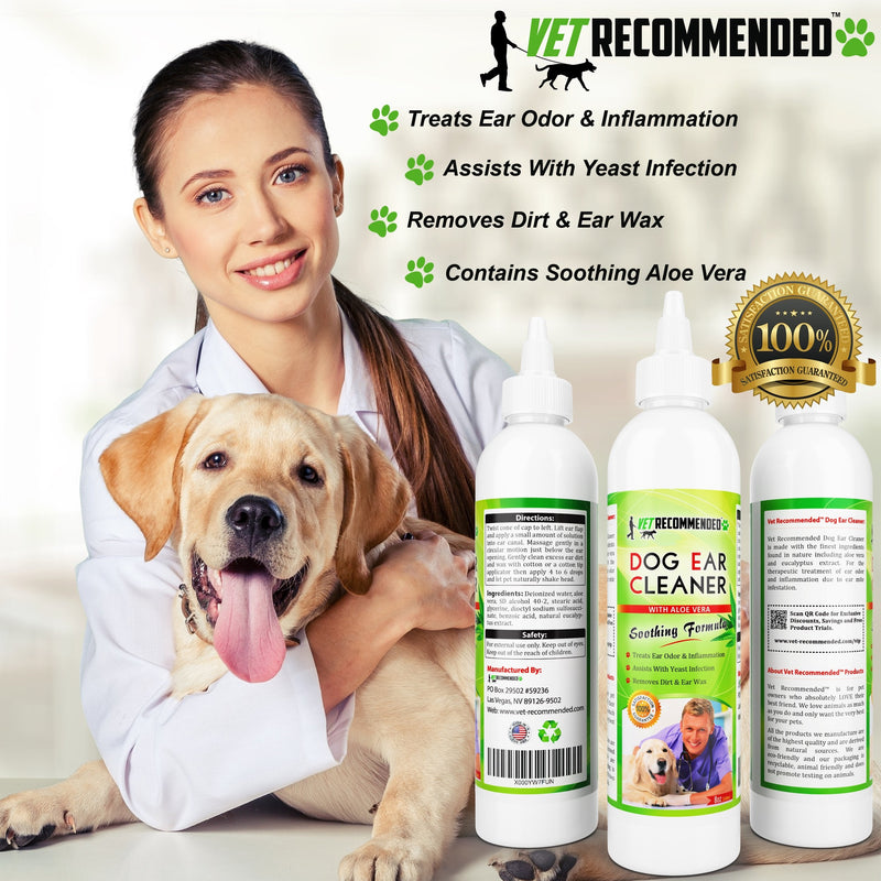 Vet Recommended Dog Ear Cleanser with Natural Aloe Vera for Dog Ear Infection (8oz/240ml). Perfect Dog Ear Cleaner for Yeast Infection - Made in USA - BeesActive Australia