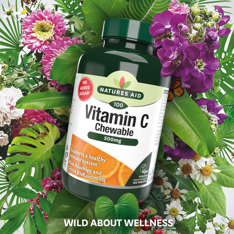 Natures Aid Chewable Vitamin C 500 mg, Sugar Free, Suitable for Vegans, 100 Tablets 100 count (Pack of 1) - BeesActive Australia