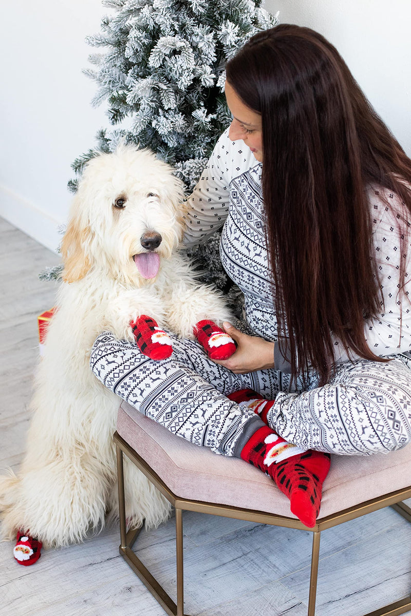 Pearhead Human And Dog Christmas Socks, Matching Pet Owner And Pet Apparel, Novelty Holiday Santa Claus Socks, Unisex One Size Fun Socks, Pet Lover Gifts, Christmas Stocking Stuffer Santa Human and Dog Sock Set - BeesActive Australia