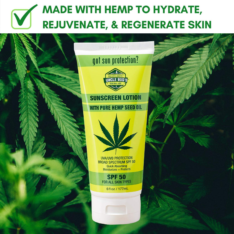 Uncle Bud's Sunscreen Lotion SPF50 with pure Organic Hemp Seed Oil - BeesActive Australia