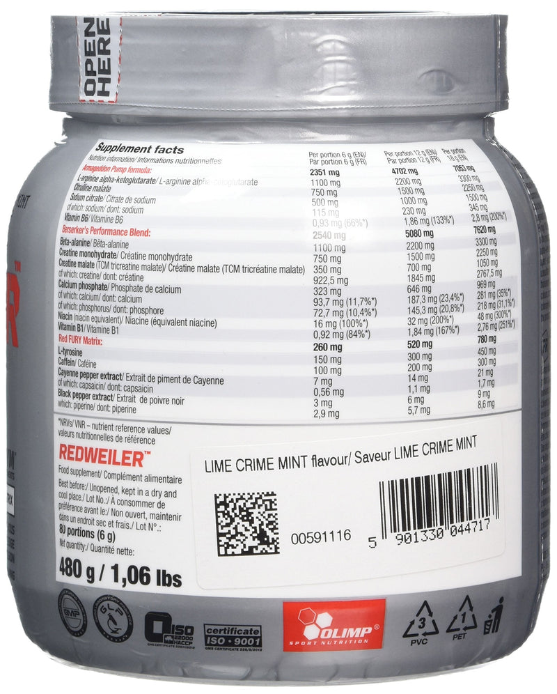 Olimp Labs Crime Mint Redweiler Recovery and Energy Supplement, 480g - BeesActive Australia
