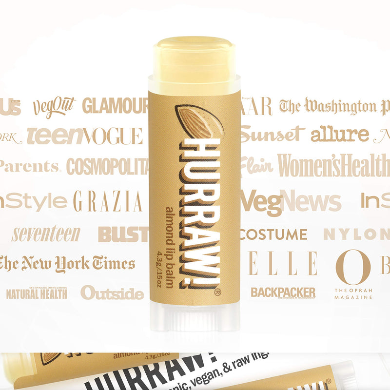 Hurraw! Almond Lip Balm, 3 Pack: Organic, Certified Vegan, Cruelty and Gluten Free. Non-GMO, 100% Natural Ingredients. Bee, Shea, Soy and Palm Free. Made in USA - BeesActive Australia