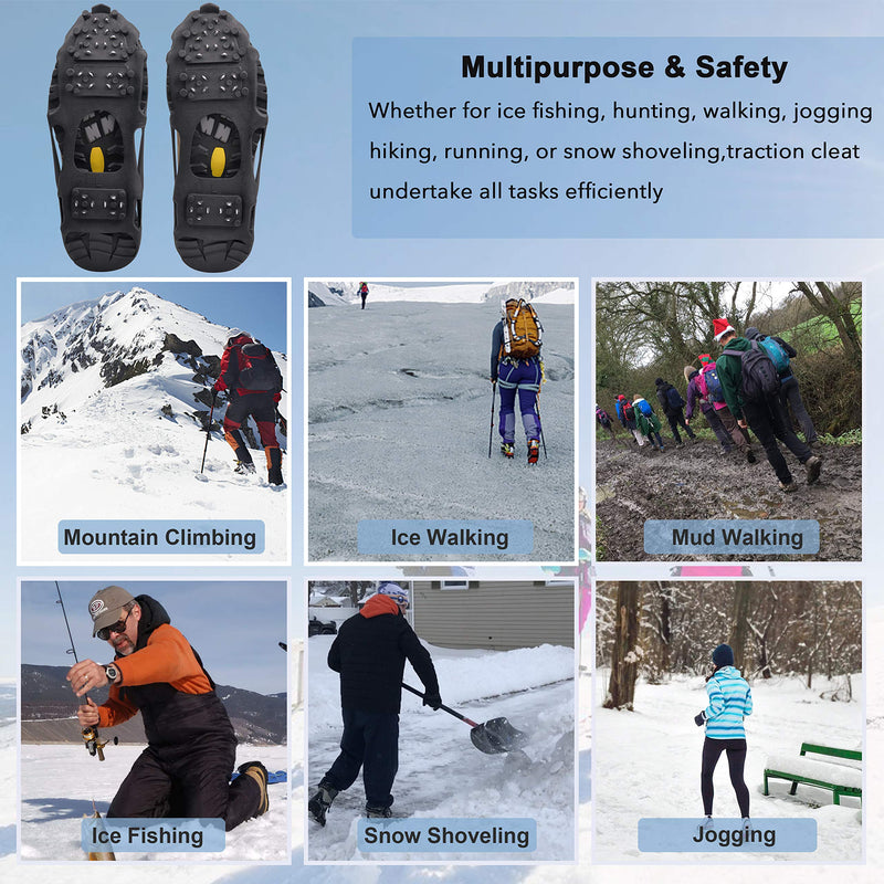 Ice Snow Cleats for Shoes and Boots,Walk Traction Cleats Crampons for Men Women Walking on Ice and Snow Anti Slip 28 Spikes Shoes Ice Traction Cleats 28 Steel with Strap X-Large(10.5-13 men/11.5-14 women) - BeesActive Australia
