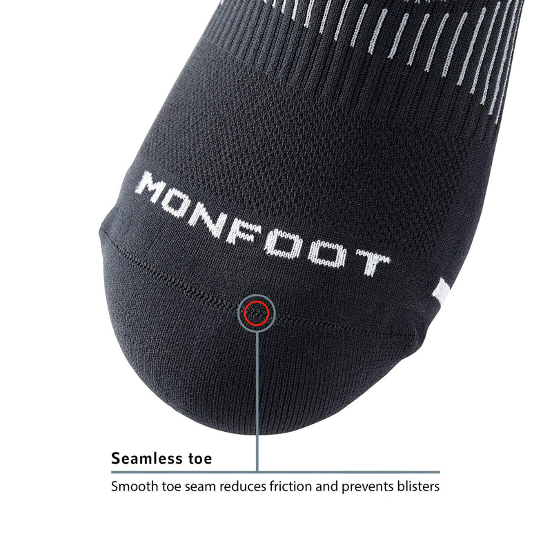 [AUSTRALIA] - M MONFOOT 5/10 Pairs Athletic Running Cushioned Silky Dry Heel Tab Ankle Socks for Men and Women Black (5 Pairs) Large 