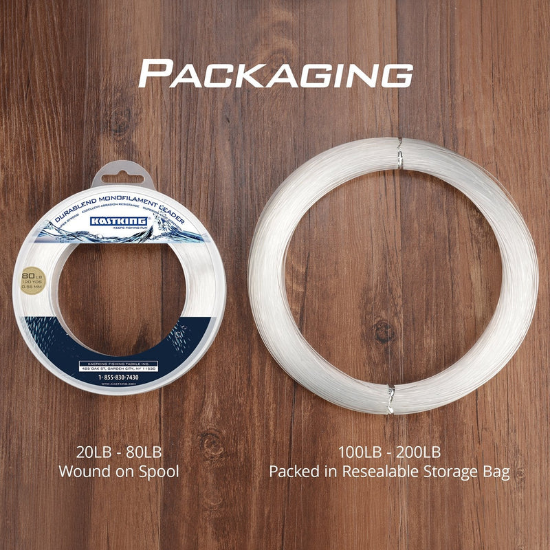 KastKing DuraBlend Monofilament Leader Line - Premium Saltwater Mono Leader Materials - Big Game Spool Size 120Yds/110M Clear 20 LB (Wound on Spool) 0.40mm - BeesActive Australia