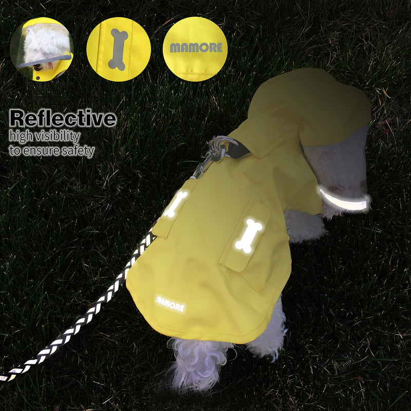Waterproof Dog Raincoat, Adjustable Reflective Lightweight Pet Rain Clothes with Poncho Hood Yellow Large - BeesActive Australia