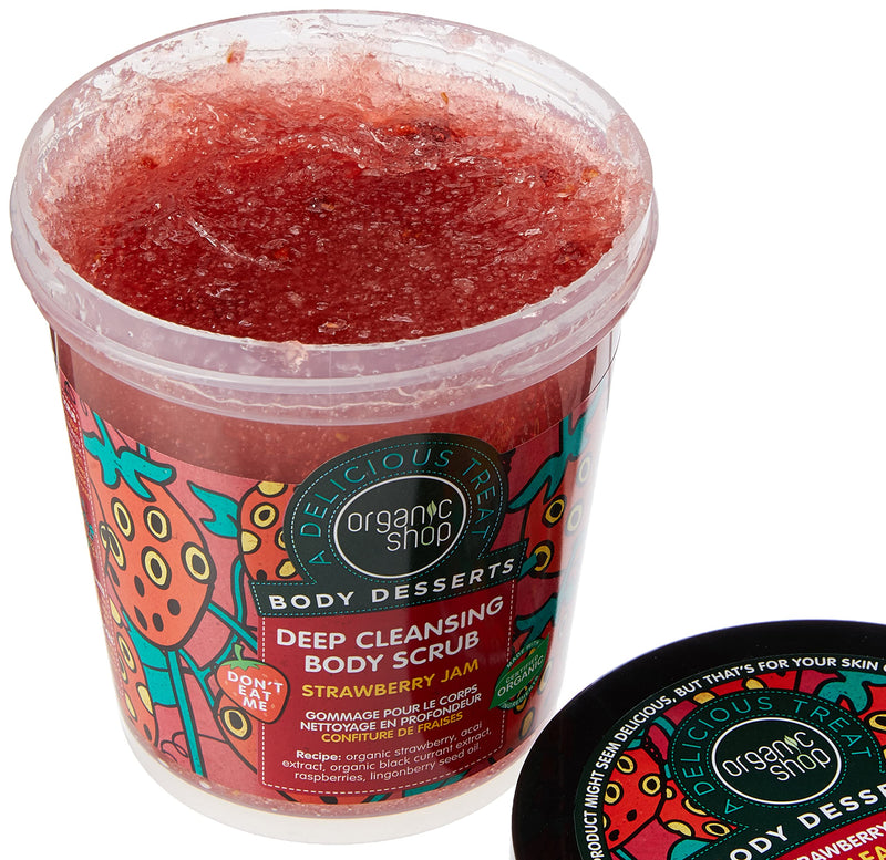 Organic Shop Body Desserts Strawberry Jam Deep Cleansing Body Scrub, 450 ml Raspberry,Strawberry 450 ml (Pack of 1) - BeesActive Australia