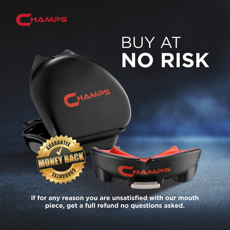 Champs Breathable Mouthguard for Boxing, Jiu Jitsu, MMA, Muay Thai, Sports, and Wrestling. Easy Fit Boxing Mouthguard Super Tough MMA Mouthguard. Combat Sports Mouthpiece (Black, Ages 9 and Below) Black - BeesActive Australia