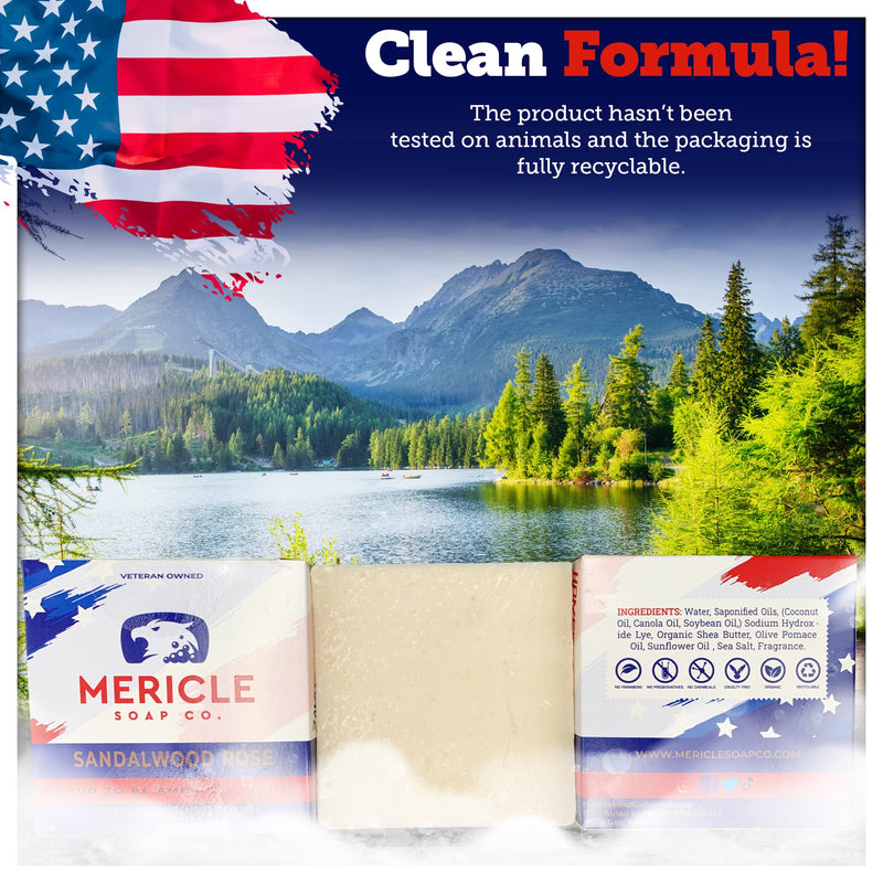 Mericle Soap Co. Sandalwood Rose Organic 5oz Body Bar | Traditional Cold Process Technology | 100% Organic & Natural Ingredients | No Chemicals or Preservatives | Made in the USA - Pack of 2 5.00 Ounce (Pack of 2) - BeesActive Australia
