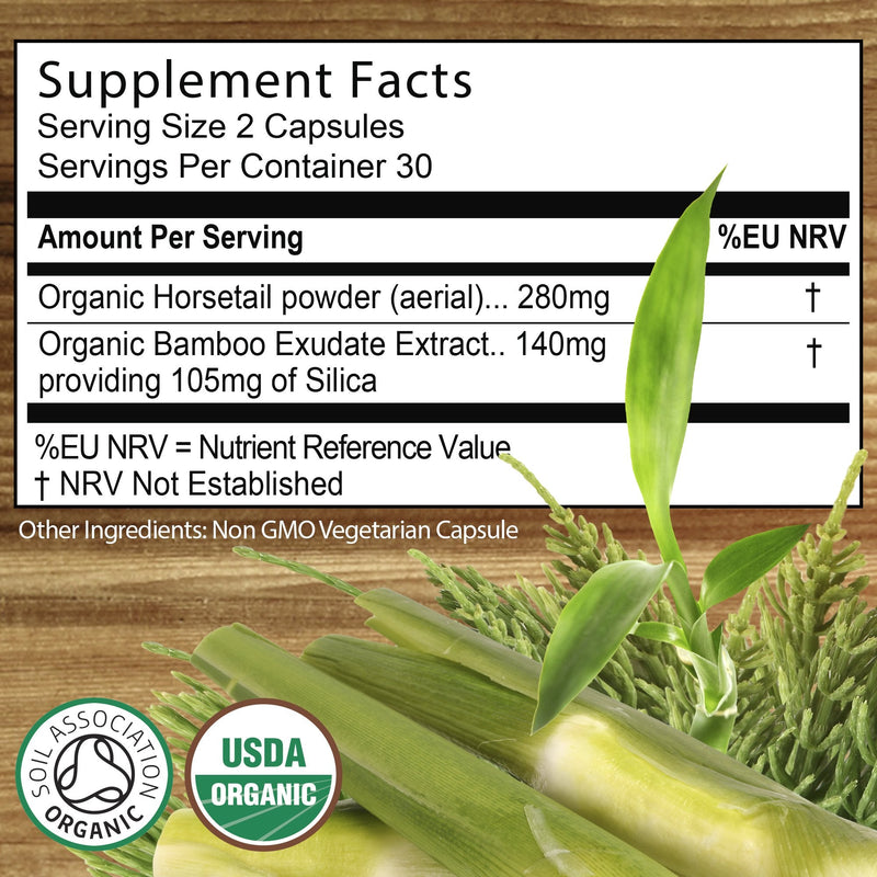 Organic Silica from Organic Bamboo and Organic Horsetail - Whole Food Supplement - Certified Organic by Soil Association - BeesActive Australia