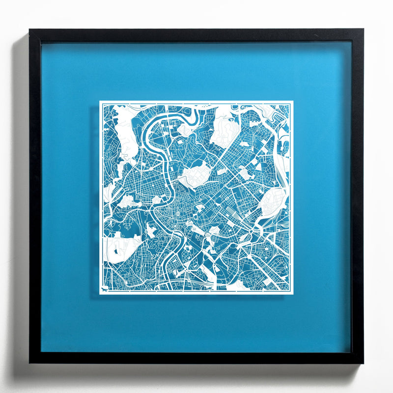 Rome Paper Cut Map by O3 Design Studio White 12x12 inches Paper Art Rome - BeesActive Australia