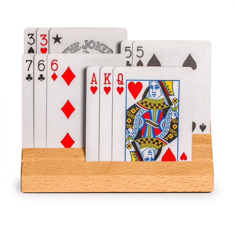 Yellow Mountain Imports Standard-Size Solid Beechwood Playing Card Holders/Racks - Set of 2 - Card Organizers - BeesActive Australia