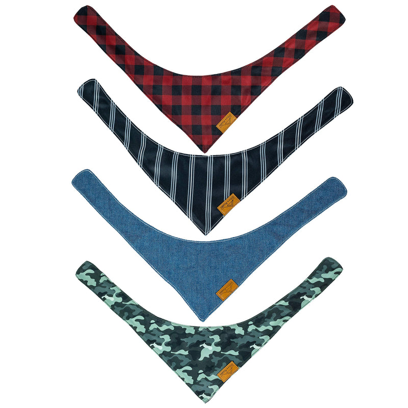 Remy+Roo Dog Bandanas - 4 Pack | Timeless Set | Premium Durable Fabric | Unique Shape | Adjustable Fit | Multiple Sizes Offered Large - BeesActive Australia