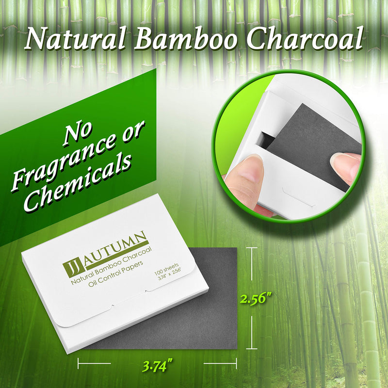 JJ Autumn Natural Bamboo Charcoal Oil Absorbing Tissues - Easy Carry and Take Out Design - Premium Face Oil Blotting Paper (3 - Pack) 3-Pack - BeesActive Australia