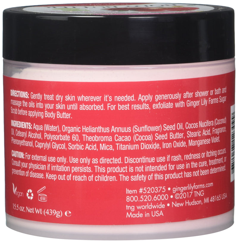 Ginger Lily Farms Botanicals Body Butter for Dry Skin, Ultra-Hydrating, 100% Vegan & Cruelty-Free, Pomegranate & Chamomile Scent, 15.5 Ounces - BeesActive Australia