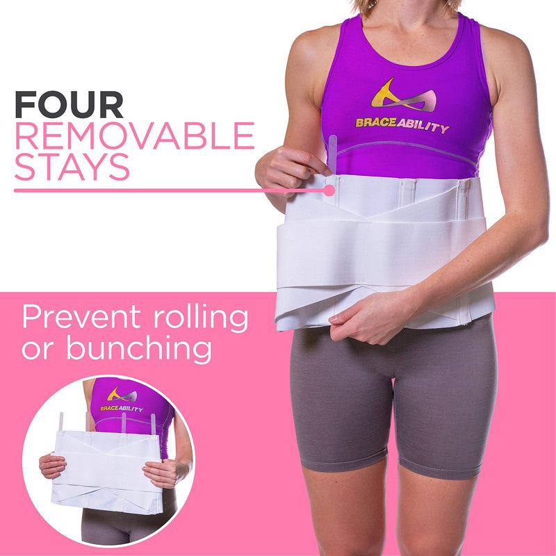 BraceAbility Women's Back Brace for Female Lower Back Pain - Lightweight Soft White Elastic Lumbar Compression Support Belt is Discreet Under Clothes for Ladies, Nurses, Walking (Medium) Medium (Pack of 1) - BeesActive Australia