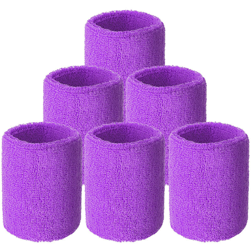 6 Pieces Wrist Sweatbands Sports Wristbands for Football Basketball, Running Athletic Sports Light Purple - BeesActive Australia