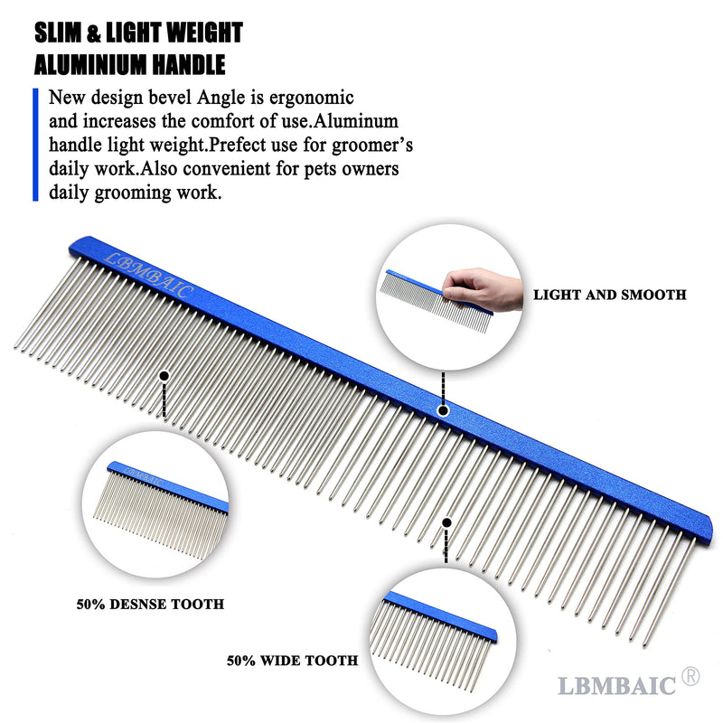 LBMBAIC Metal Dog Grooming Comb With Long and Wide Tooth Professional Comb for Dogs Reduce Pets Hair Tangles,Knots,and Mats.7.5INCHES Medium royalblue - BeesActive Australia