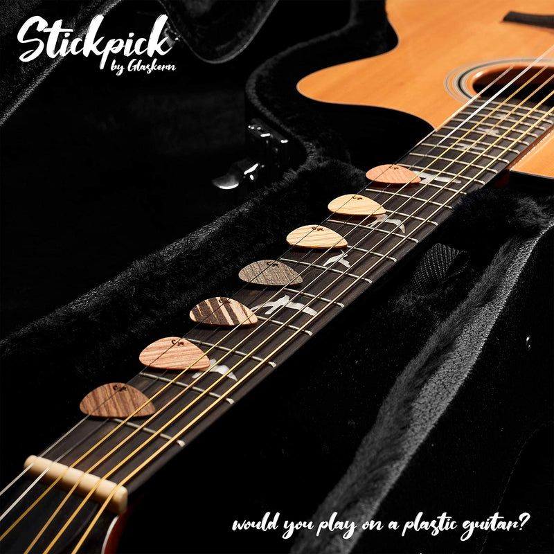 Stickpick | Set of 7 flexible guitar picks made of real wood | For electric, acoustic and bass guitars in various strengths | In aluminum can | Sustainably manufactured | Made in Germany - BeesActive Australia