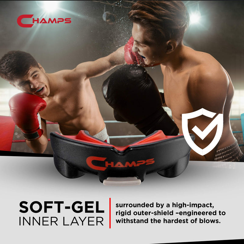 Champs Breathable Mouthguard for Boxing, Jiu Jitsu, MMA, Muay Thai, Sports, and Wrestling. Easy Fit Boxing Mouthguard Super Tough MMA Mouthguard. Combat Sports Mouthpiece (Black, Ages 9 and Below) Black - BeesActive Australia