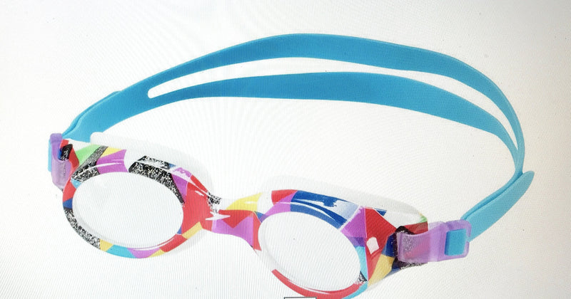 Junior Glide Print Swimming Goggles, Multi Mosaic Colors, Latex Free, UV Protection, Anti-Fog, Flex Fit for Recreational Swimmers ages 6-14 years - BeesActive Australia