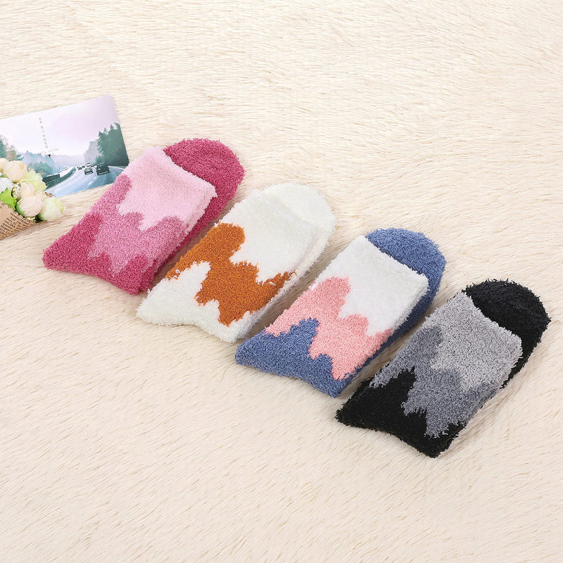 Zando Womens Fuzzy Socks Warm Slipper Socks Winter Fluffy Socks Cozy Fuzzy Socks Athletic Fleece Socks Cute Crew Socks One Size H 4/Gradient Ice Cream - BeesActive Australia