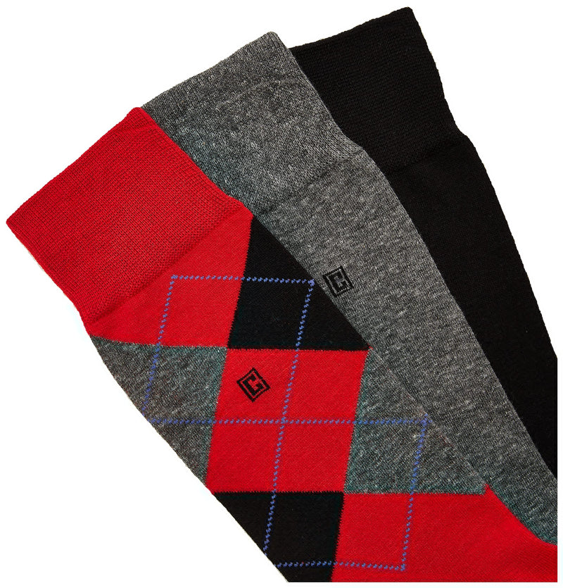 Chaps Men's Assorted Soft Dress Crew Socks With Argyle Fashion Patterns (3 Pack) 6-12 Red - BeesActive Australia