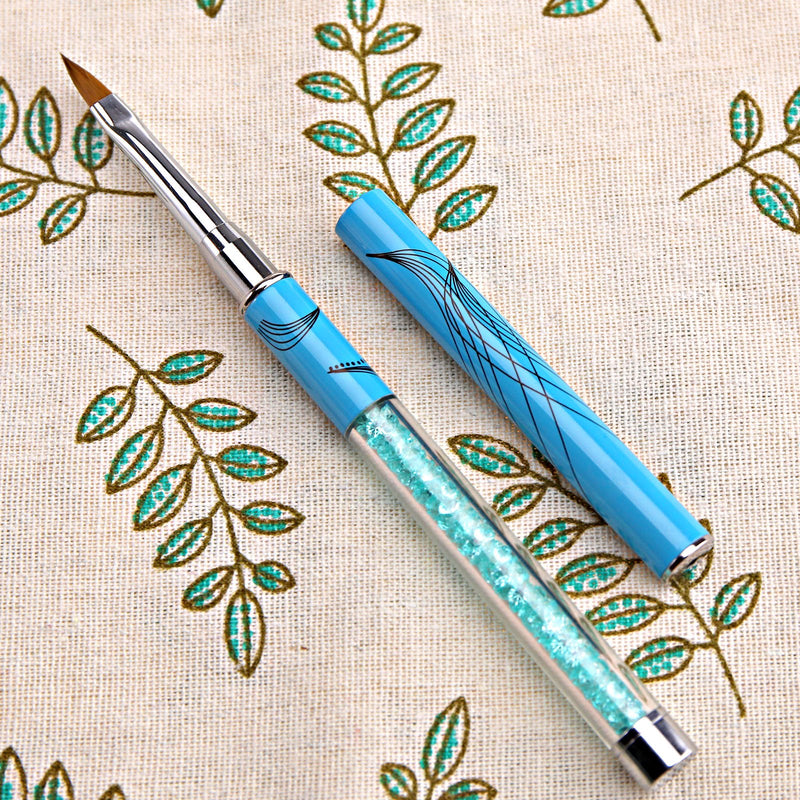 Nail Art Brushes Tips UV Gel Crystal Marble Sable Nylon Acrylic Painting Drawing Pen Polish Brush Manicure Pen Tool Light Blue - BeesActive Australia