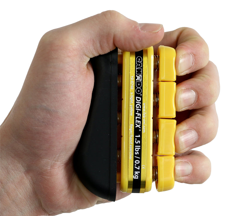 Cando 10-0740 Hand exerciser - finger grip strengthener Digi-Flex, yellow (very light), 1.5lbs - BeesActive Australia