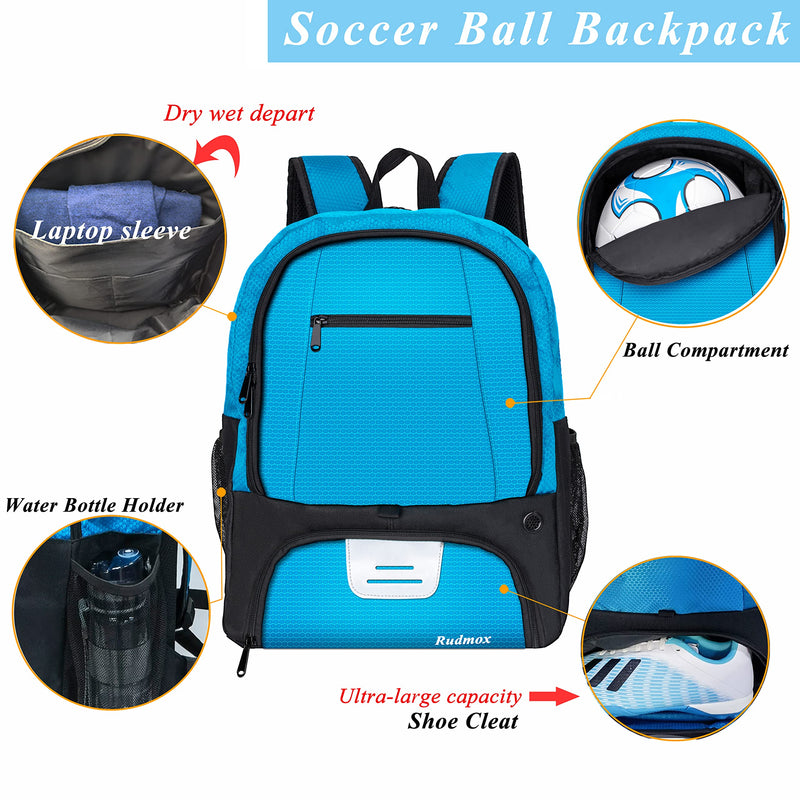 Soccer Ball Bag-Backpack for Basketball,Volleyball with Cleat Shoes and Ball Compartment Laptop Sleeve for Travel,School Team Blue - BeesActive Australia