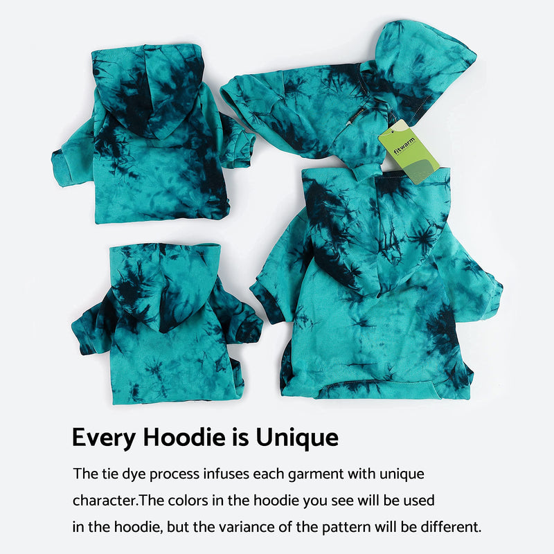 Fitwarm Tie Dye Dog Hoodie Puppy Sweatshirt Pocket Doggie Winter Clothes Sweatshirt Pet Hooded Coat Cat Jackets Apparel Medium Azure Blue - BeesActive Australia