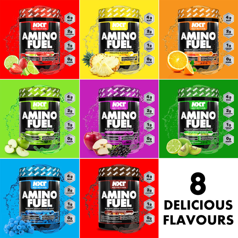 NXT Nutrition Amino Fuel Energy Drink | BCAAs Amino Acids with Beta Alanine, Vitamin D3 and Citrulline Malate – for Performance, Endurance and Energy Support | (Apple) - BeesActive Australia