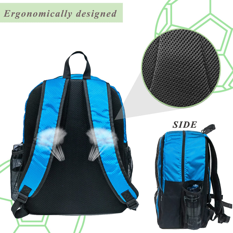 Soccer Ball Bag-Backpack for Basketball,Volleyball with Cleat Shoes and Ball Compartment Laptop Sleeve for Travel,School Team Blue - BeesActive Australia