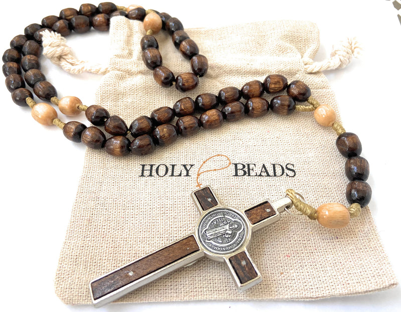 GENUINE Made in Italy Necklace Rosary Blessed by Pope Francis Vatican Rome St Benedict medal patron of death, athletes Solders, US ARMY Veterans, Armed Force Defense Air Force Marines Navy Police Troops Law Enforcement Guard Security Patrol fireman par... - BeesActive Australia
