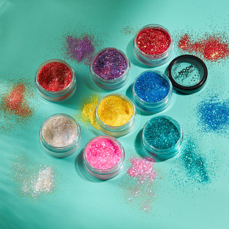 Iridescent Glitter Shakers by Moon Glitter - Blue - Cosmetic Festival Makeup Glitter for Face, Body, Nails, Hair, Lips - 5g - BeesActive Australia