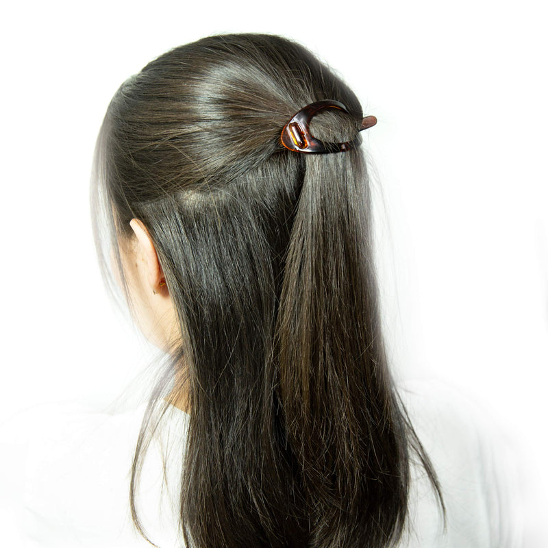 Camila Paris CP2316 French Hair Barrette Clip, Flexible Ponytail Holder No Metal Parts, Strong Hold Grip Hair Clips for Women, No Slip and Durable Styling Girls Hair Accessories, Made in France 3.5 Inch (Pack of 1) Tortoise Shell - BeesActive Australia