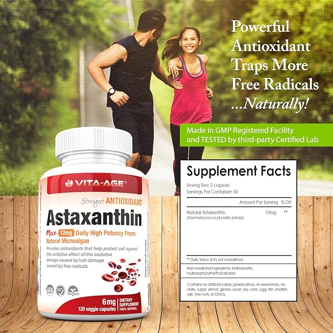 VITA-AGE Astaxanthin Powerful antioxidant (1-2 tablets/120 tablets per day) - BeesActive Australia